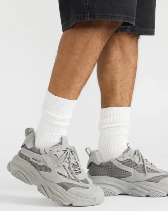 Possess in pelle scamosciata grigia