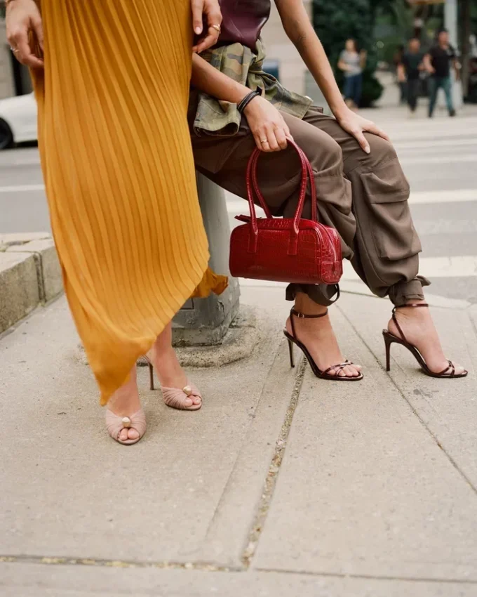 Borsa Anise in coccodrillo rosso