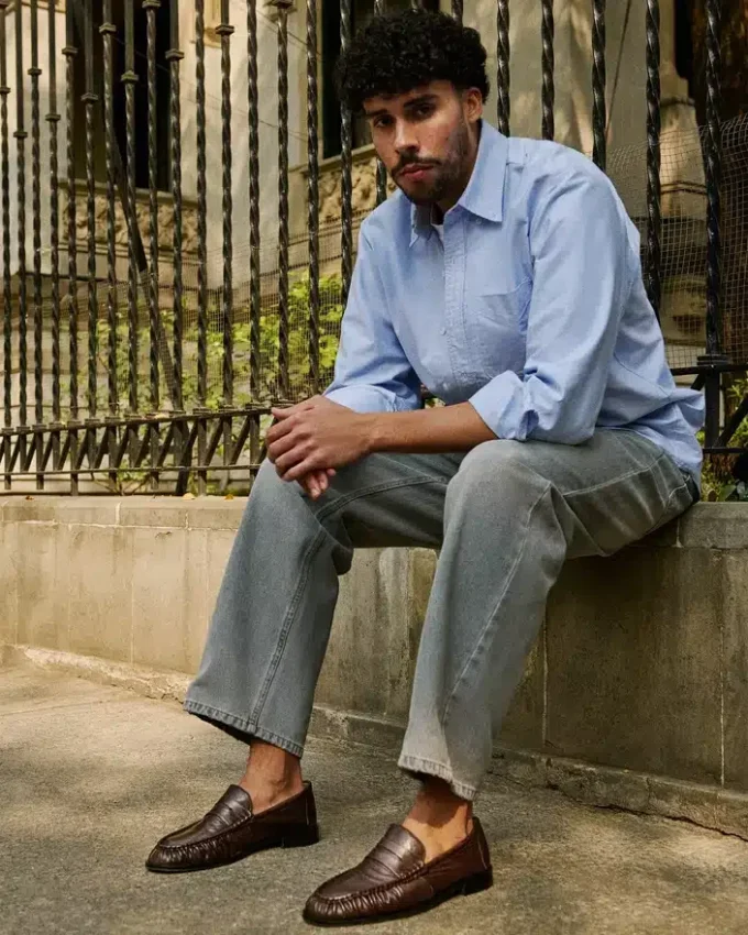 Quincey in pelle marrone