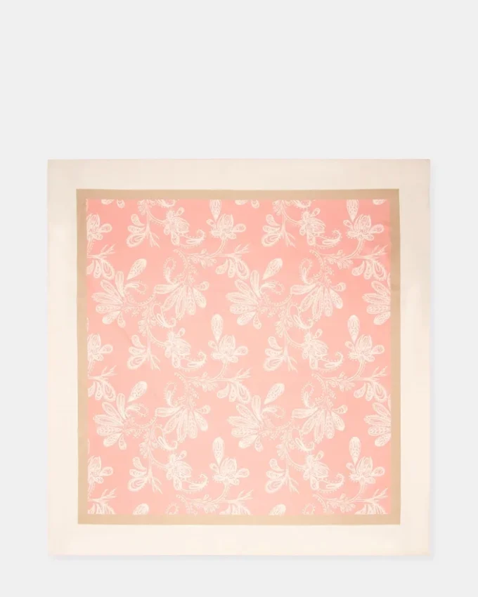 Sciarpa in raso con motivo Paisley color terracotta