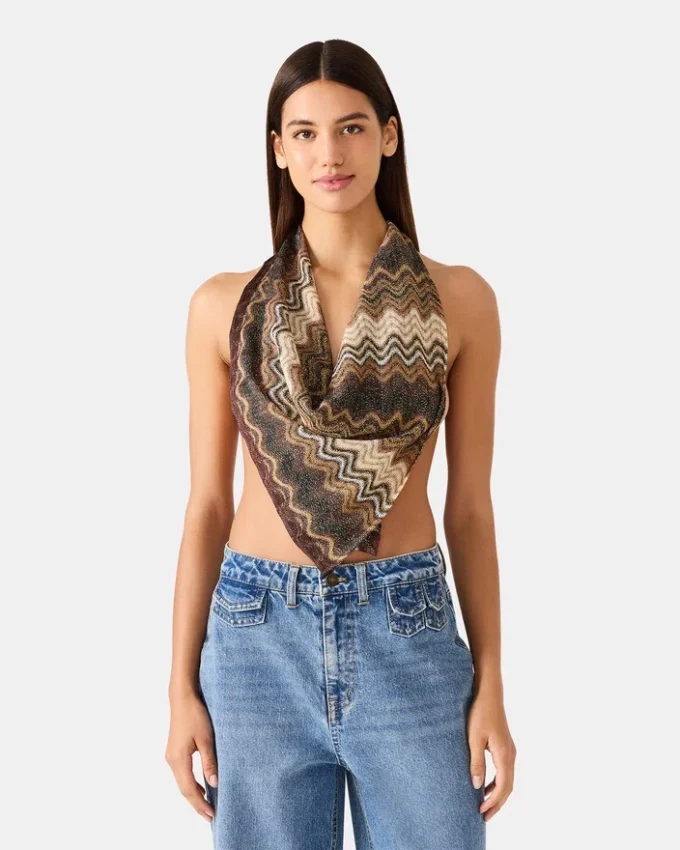 Sciarpa quadrata ondulata luccicante neutra