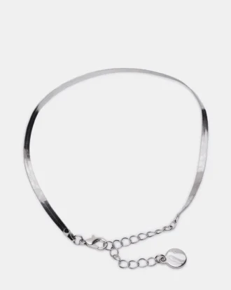 Set di cavigliere con catena a spina di pesce in argento