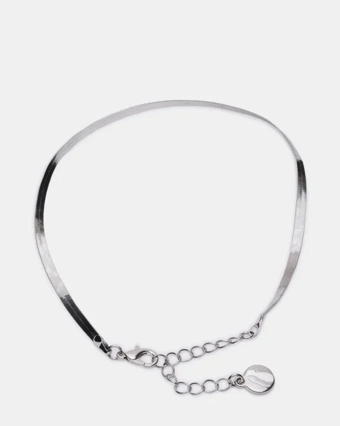 Set di cavigliere con catena a spina di pesce in argento