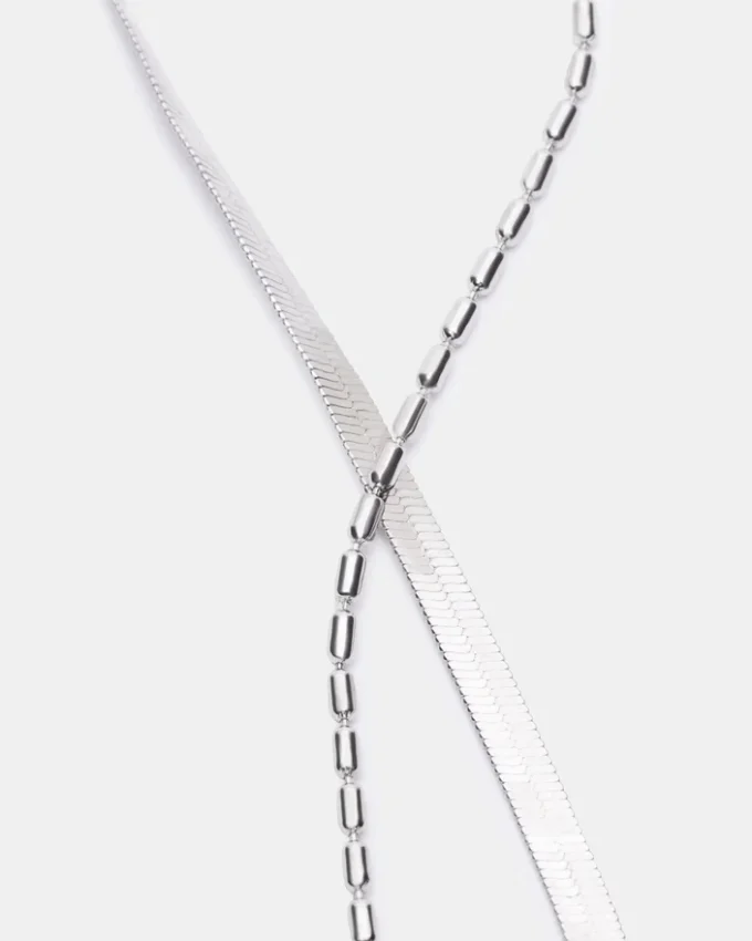 Set di cavigliere con catena a spina di pesce in argento