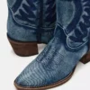 Stivali Albany in tessuto denim a gambale largo