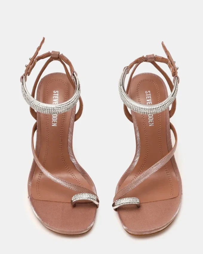 Tia con strass in raso color moka Tia con strass in raso color moka