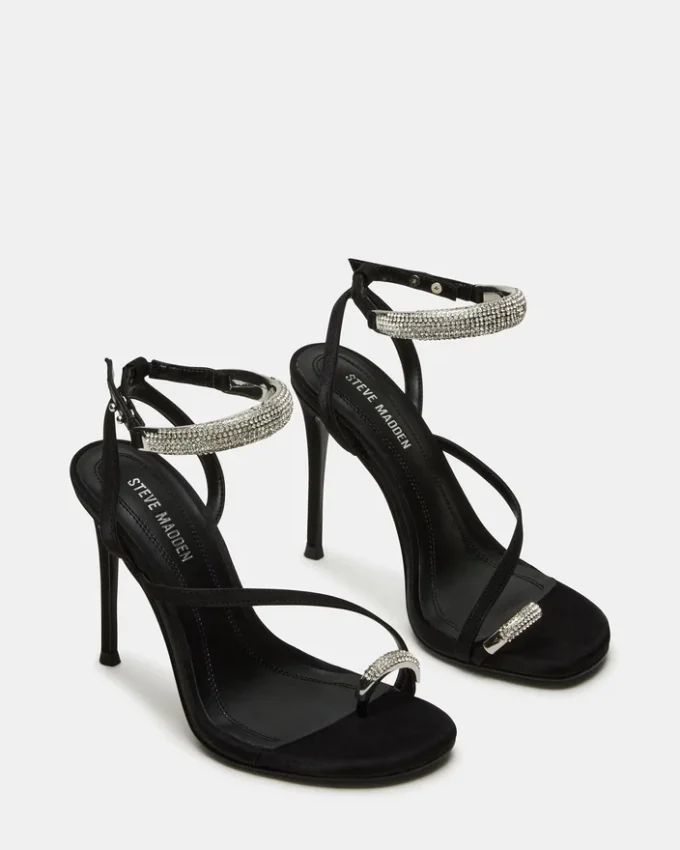 Tia con strass in raso nero Tia con strass in raso nero