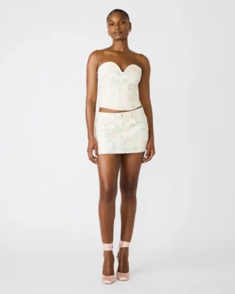 Top a corsetto Roselia color pesca-beige