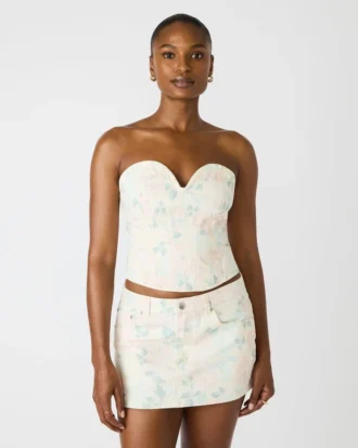 Top a corsetto Roselia color pesca-beige