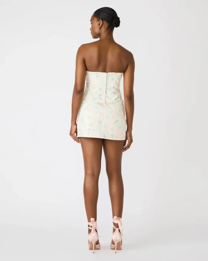 Top a corsetto Roselia color pesca-beige