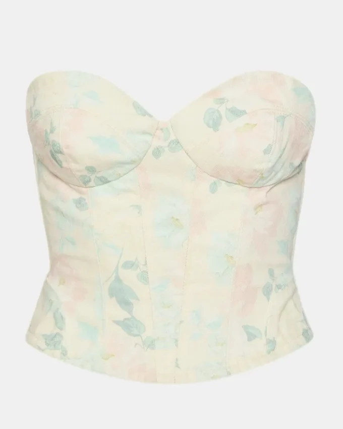 Top a corsetto Roselia color pesca-beige