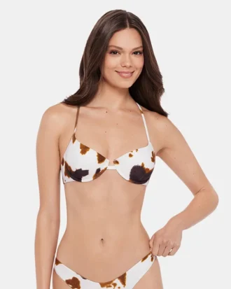 Top bikini Hideout con stampa mucca