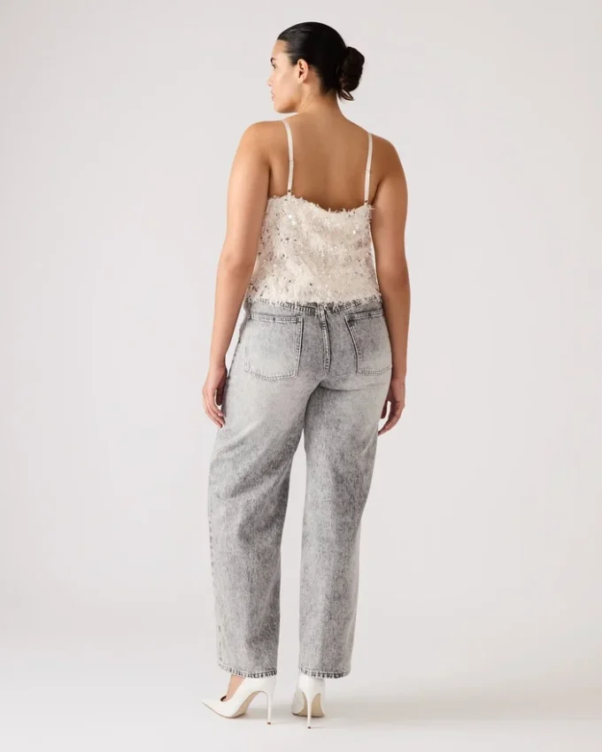 Top Blakelyn con piume, color avorio