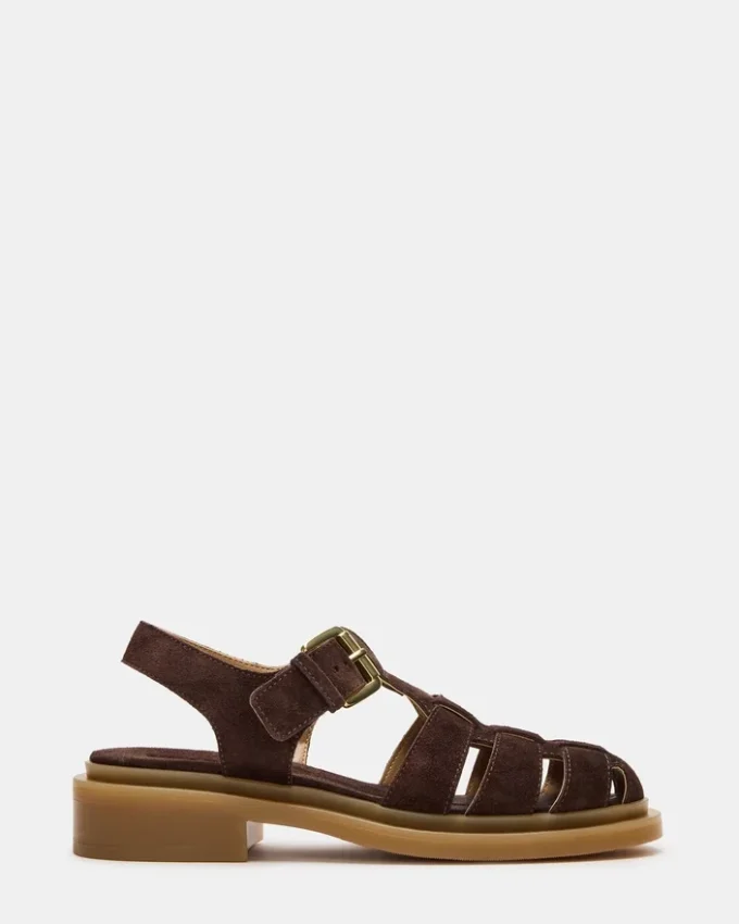 Tope in pelle scamosciata marrone cioccolato