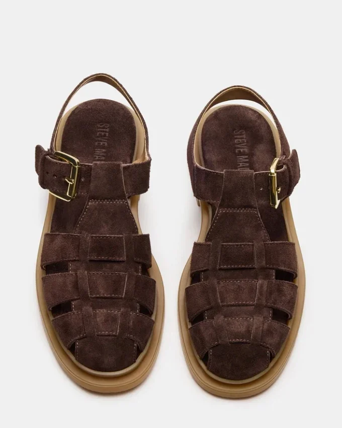 Tope in pelle scamosciata marrone cioccolato