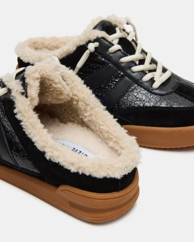 Vandy in pelliccia sintetica nera multicolore