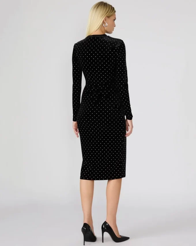 Vestito in velluto con borchie Hailee Nero